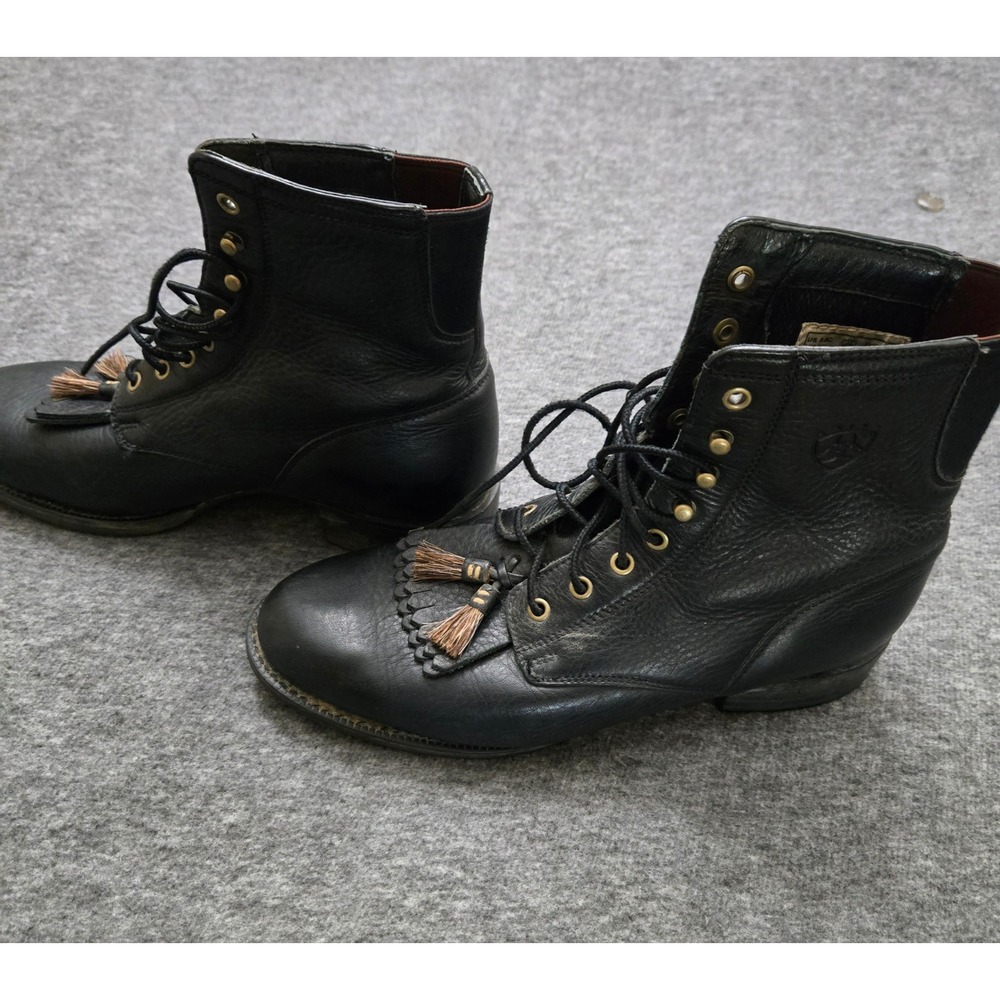 Ariat Heritage Boots Women 8.5 Black Leather Kiltie Equestrian Riding Country - Picture 3 of 13